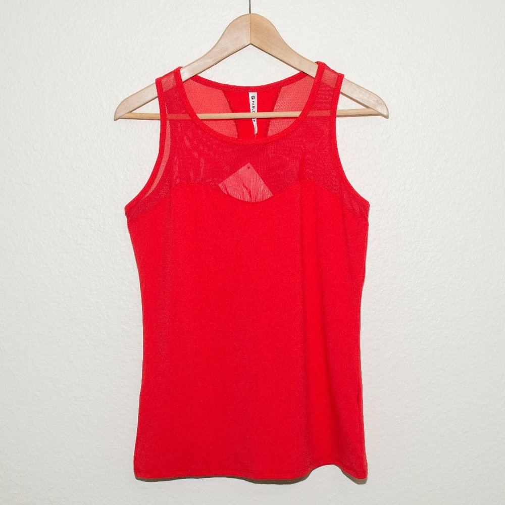 Fabletics Red Helena Tank Sheer Sweatheart
